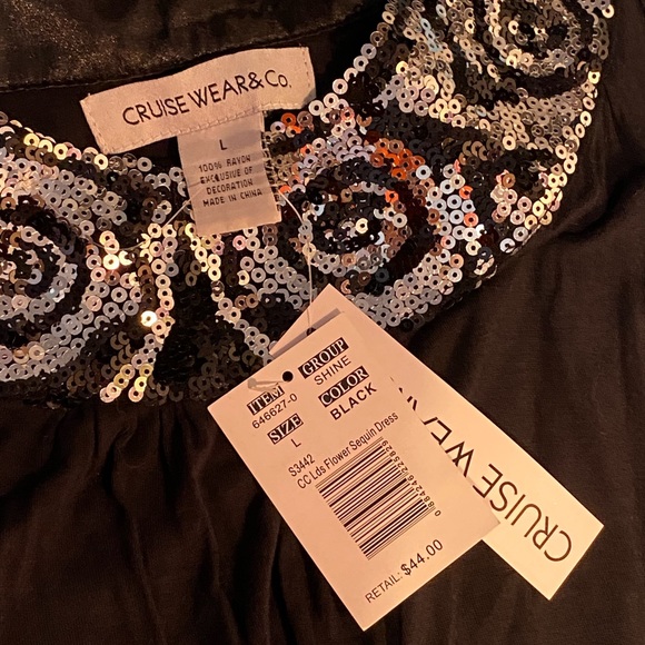 $10 dress sale NWT Cruisewear & Co black cocktail dress, silver sequins size L - Picture 9 of 9